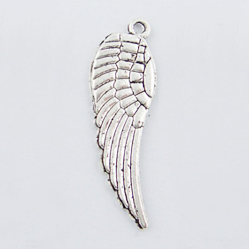 40 Tibetan Silver Angel Wing Charms with Hole 10mm X 30mm