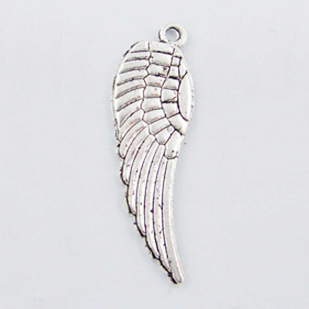 40 Tibetan Silver Angel Wing Charms with Hole 10mm X 30mm