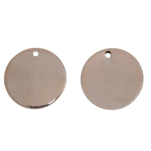 100Pcs Brass Stamping Blank Tag Charms 12mm Flat Round Metal Stamps Tags  Red Copper Blanks Pendants for Bracelet Necklace Jewelry DIY Craft  MakingHole:4mm 