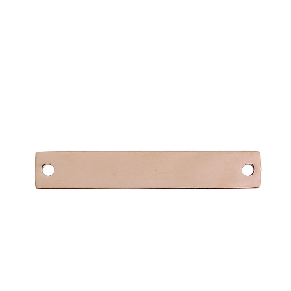 4 Count Rose Gold Plated Rectangle Bar Metal Stamping Blank Tag with Two Holes 38mm x 6mm