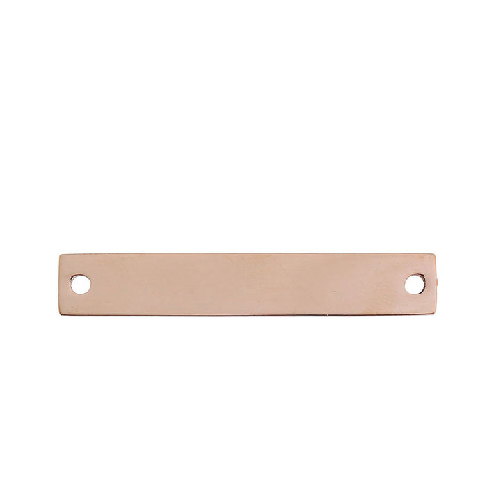 4 Count Rose Gold Plated Rectangle Bar Metal Stamping Blank Tag with Two Holes 38mm x 6mm