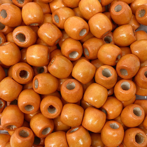 150 Orange Barrel Macrame Beads 17mm x 14mm Diameter 8mm Large Hole Wooden Beads