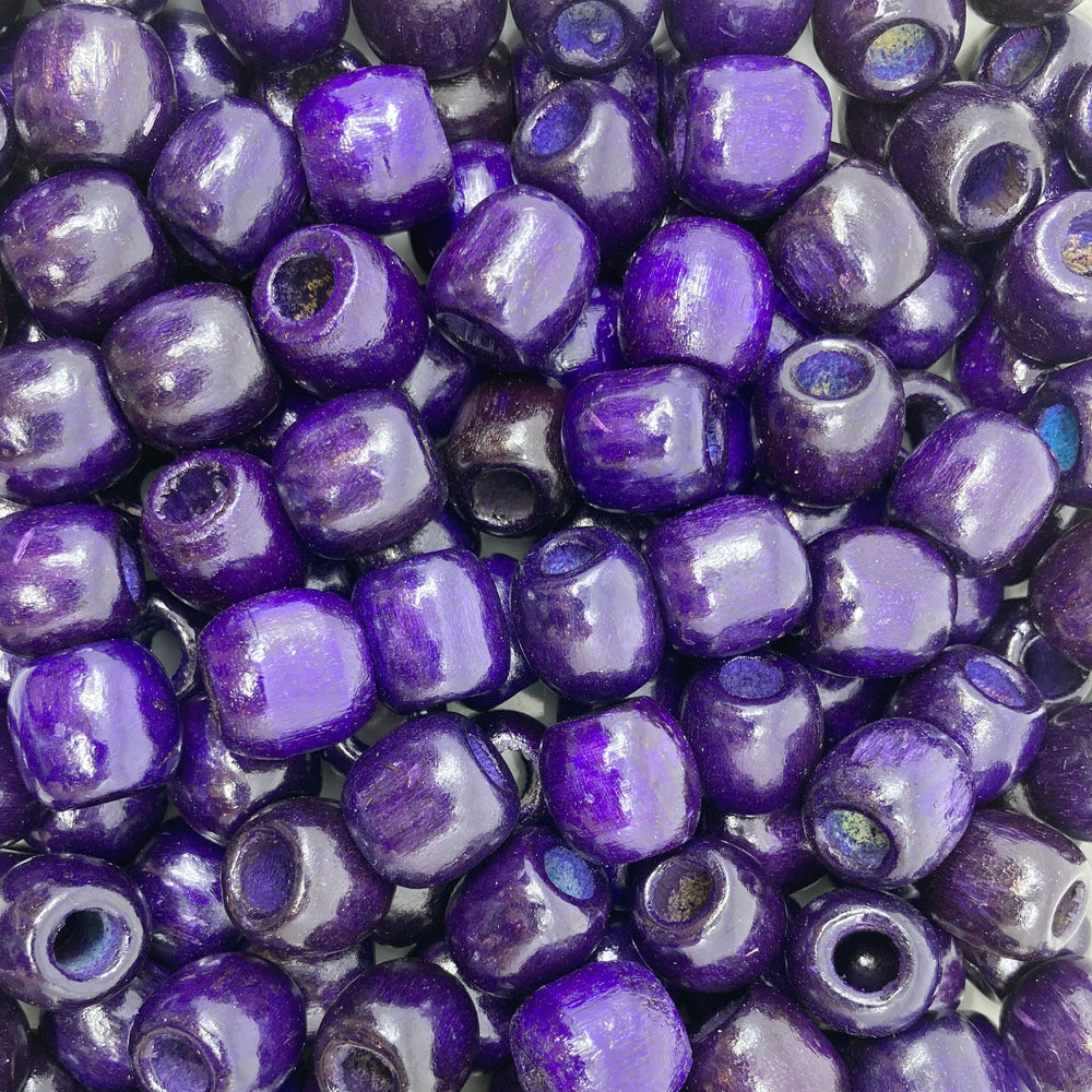 150 Purple Barrel Macrame Beads 17mm x 14mm Diameter 8mm Large Hole Wooden Beads