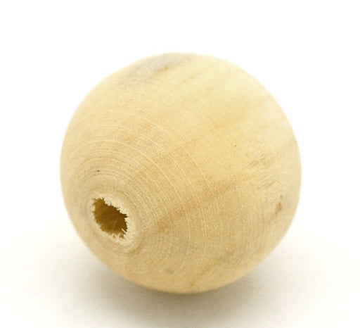 50 Round Natural Wood Beads 20mm Diameter 3.8mm Large Hole Unfinished