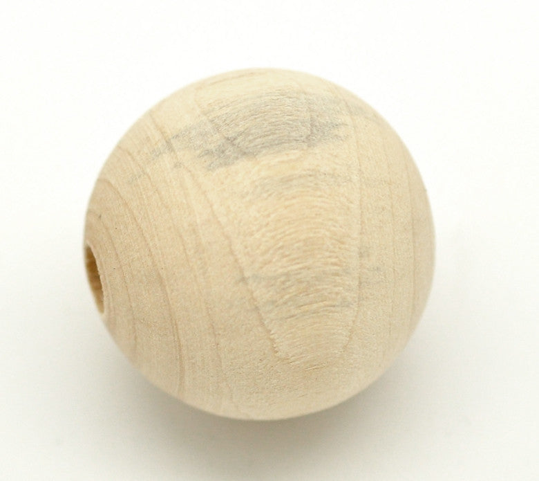 100 Large Round Wood Beads Bulk 18mm with 3.5mm Hole