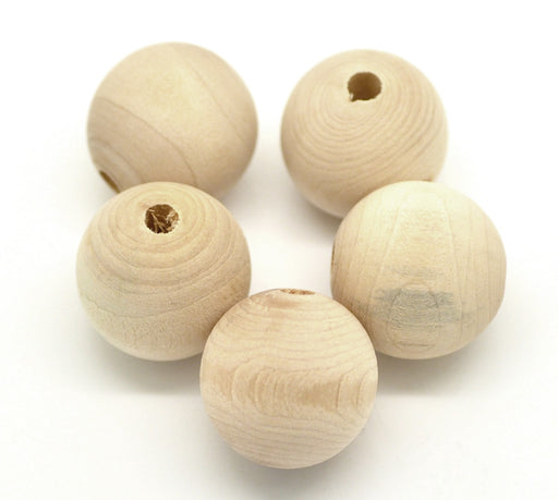 30pcs 25mm Unfinished Natural Wood Beads Large Hole Round Wooden Beads Wood Loose Spacer Beads Jewelry Making Accessory for DIY Crafts Garland