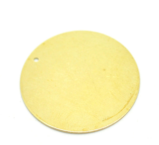 30 Brass Round Circle Metal Stamping Blank Tags 28mm in Diameter with Hole