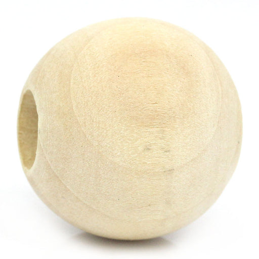 40 Natural Unfinished Wooden Macrame Beads 24mm Diameter with 9mm Large Hole