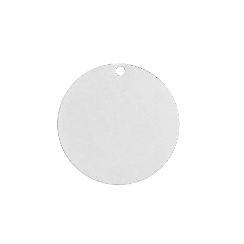 50 Silver Plated Copper Round Circle Stamping Blank Tags for Metal Stamping 15mm Diameter