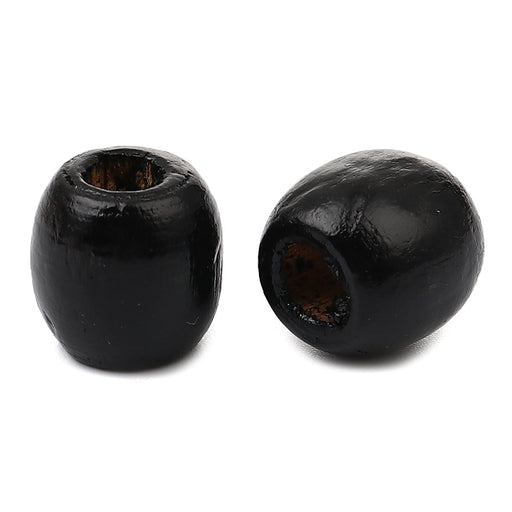 200 Black Wooden Macrame Beads 17mm x 16mm with 7mm Large Hole