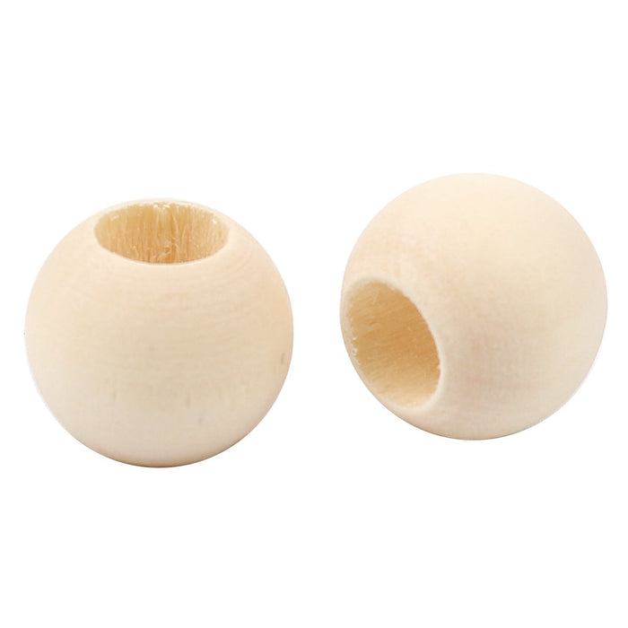 200 Macrame Beads 14mm Diameter 7.1mm Large Hole Wooden Beads