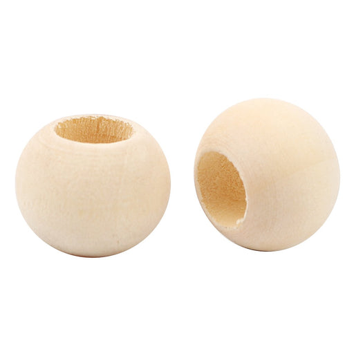 100 Macrame Beads 20mm Diameter 9.7mm Large Hole Wooden Beads