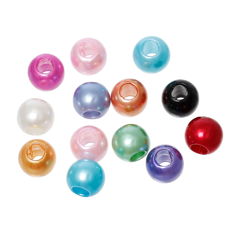 200 Round Acrylic Beads in Assorted Pastel Colors 12 x 10mm with 5.2mm Hole