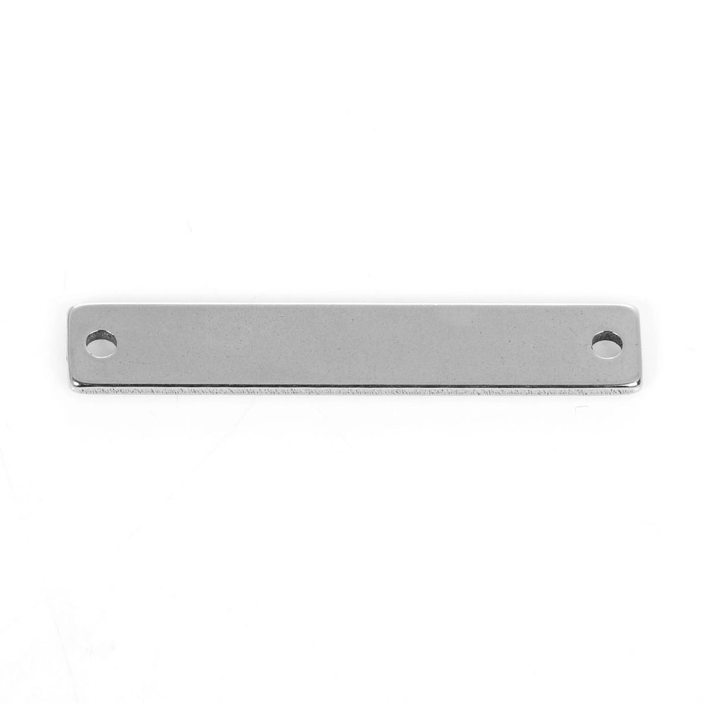 5 Count Stainless Steel Rectangle Bar Metal Stamping Blank Tag with Two Holes 38mm x 6mm