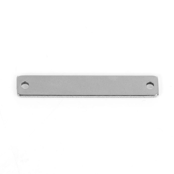 5 Count Stainless Steel Rectangle Bar Metal Stamping Blank Tag with Two Holes 38mm x 6mm
