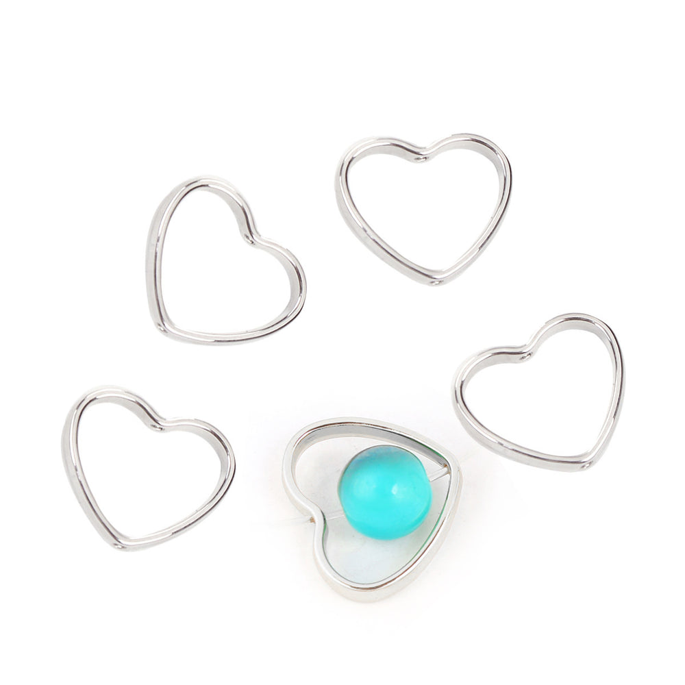 20 Silver Tone Plated Heart Bead Frames Fits 12mm or 1/2 Inch Beads 20 x 17mm Heart Bead Frames