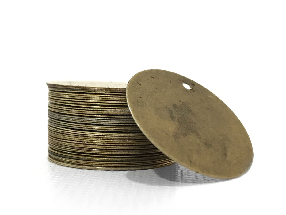 200 Antique Bronze Tone Stamping Blanks Round Tags for Metal Stamping - 20mm Diameter