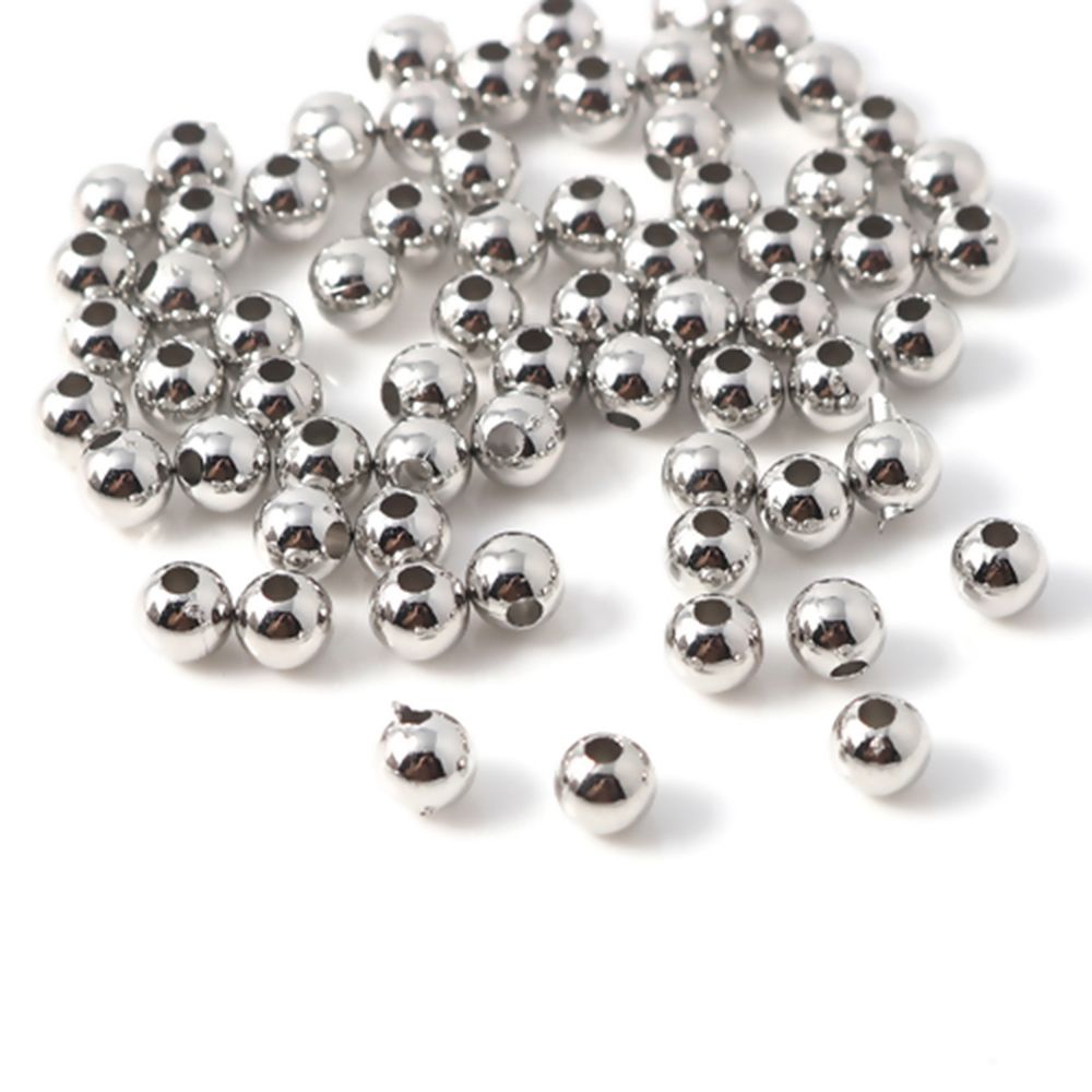 500 Round Plastic Silver Plated Beads 5mm or 1/8 Inch CCB Plastic Silver Beads with 1.5mm Hole