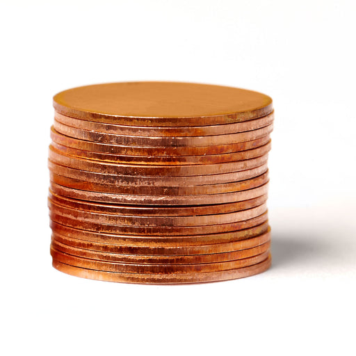 Solid Copper Round Stamping Blanks - 25mm Diameter 24 Gauge (2)