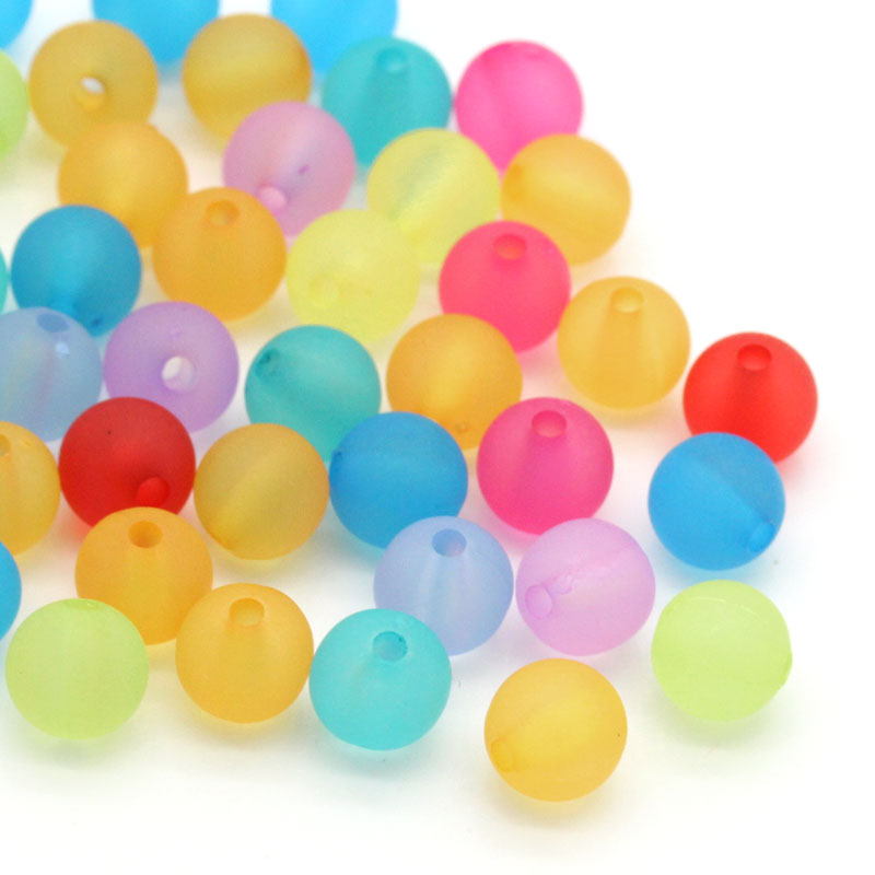 900 Round Pastel Frosted Acrylic Beads 8mm with 1.5mm Hole
