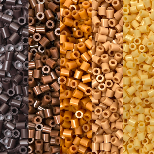 5,000 Fuse Beads in People Skin Tone Bisque, Peach, Caramel, Brown, Dark Brown 5 x 5mm Bulk Pack