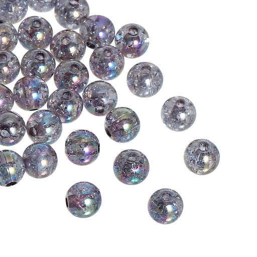 8mm Crackle Glass Ball Bead Mix, Rainbow Pastel Mix, Mixed Lot,  Transparent, Pretty Jewelry Beads, Round, Pink, Blue, Purple and Clear