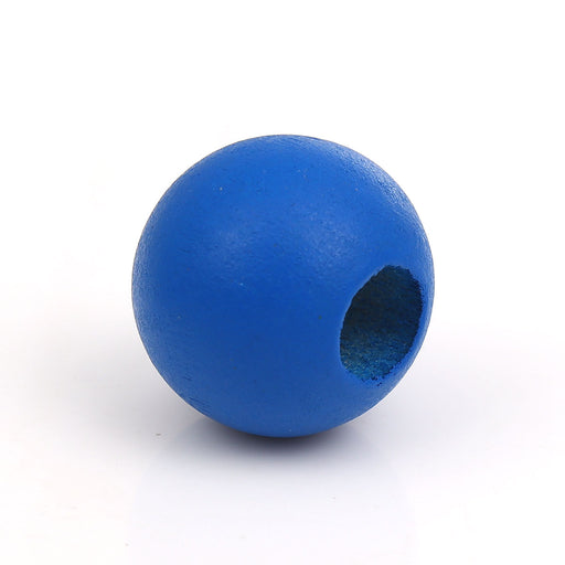 40 Royal Blue Wooden Macrame Beads 24mm Diameter with 9mm Large Hole