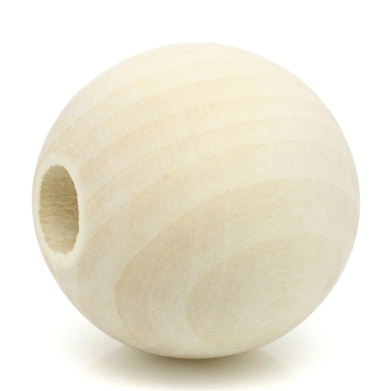 20 Large Round Wood Beads Bulk 35mm with 10mm Hole