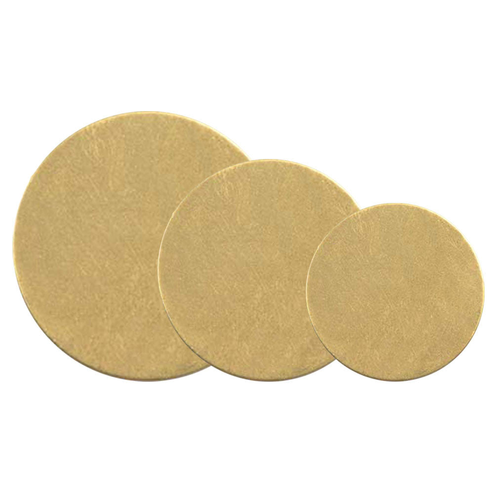 Brass Disc Assortment 1.5, 1.25, 1 Inch 24 Gauge Metal Stamping Blanks 6 Each Size 18 Blanks Total