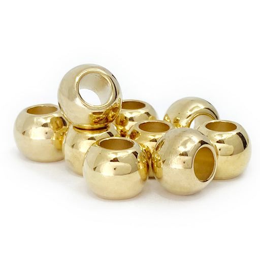 400 Plastic Beads in Shiny Gold 10mm Diameter with 4.7mm Large Hole