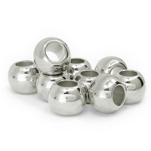 400 Plastic Beads in Shiny Silver 10mm Diameter with 4.7mm Large Hole