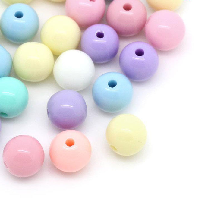 600 Round Assorted Pastel Acrylic Beads 8mm with 1.6mm Hole