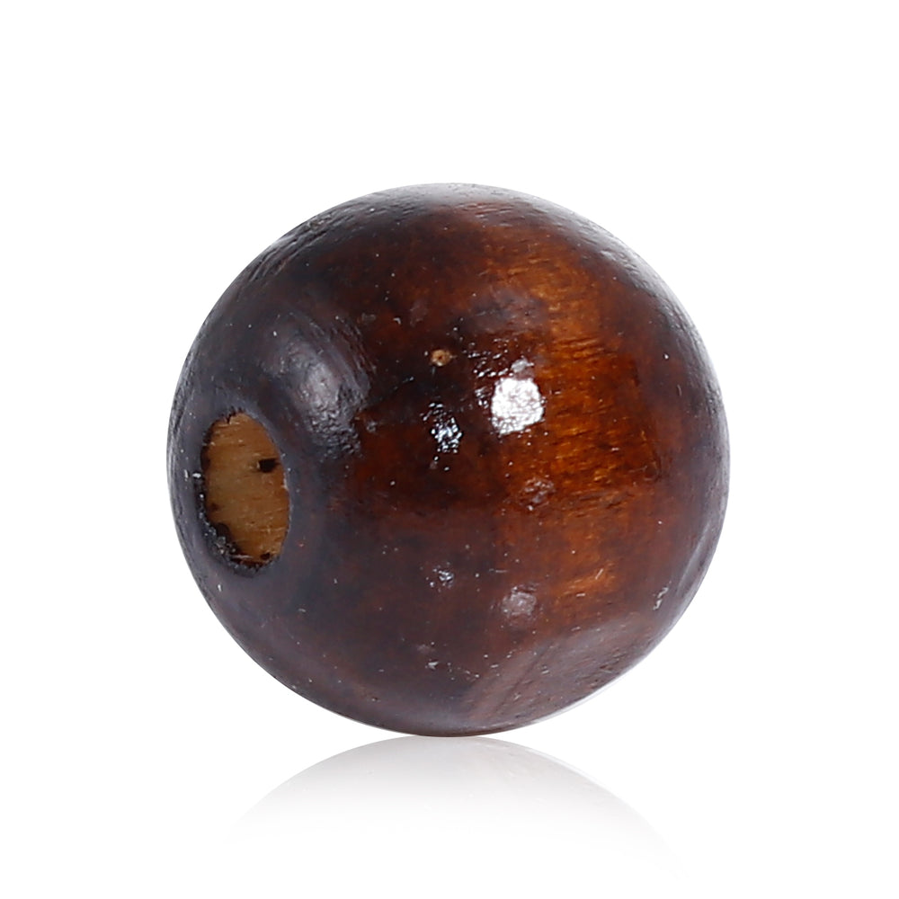 200 Brown Stained Round Wood Beads 20mm with 5.2mm Hole