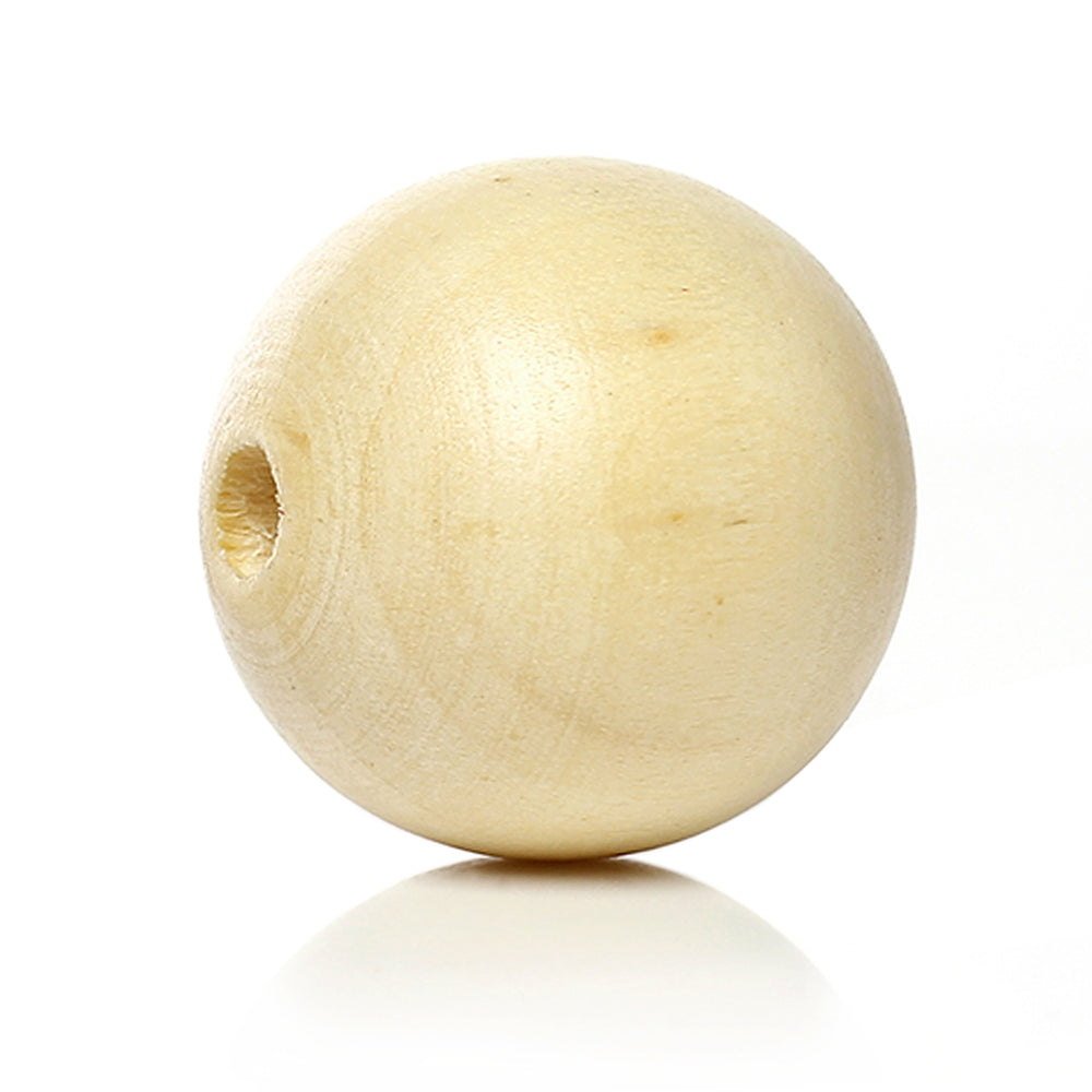 100 Clear Coat Natural Round Wood Beads 20mm with 4mm Hole