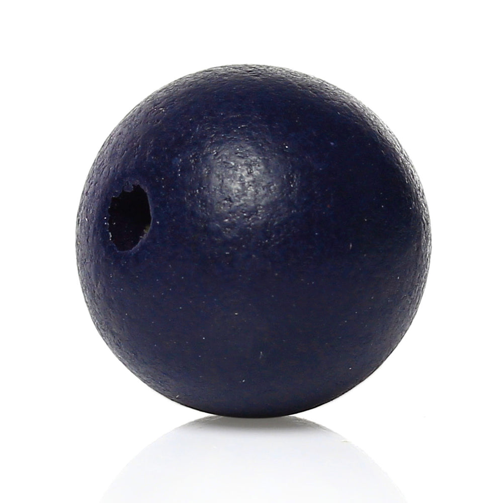 100 Painted Navy Wood Beads 20mm with 3mm Hole