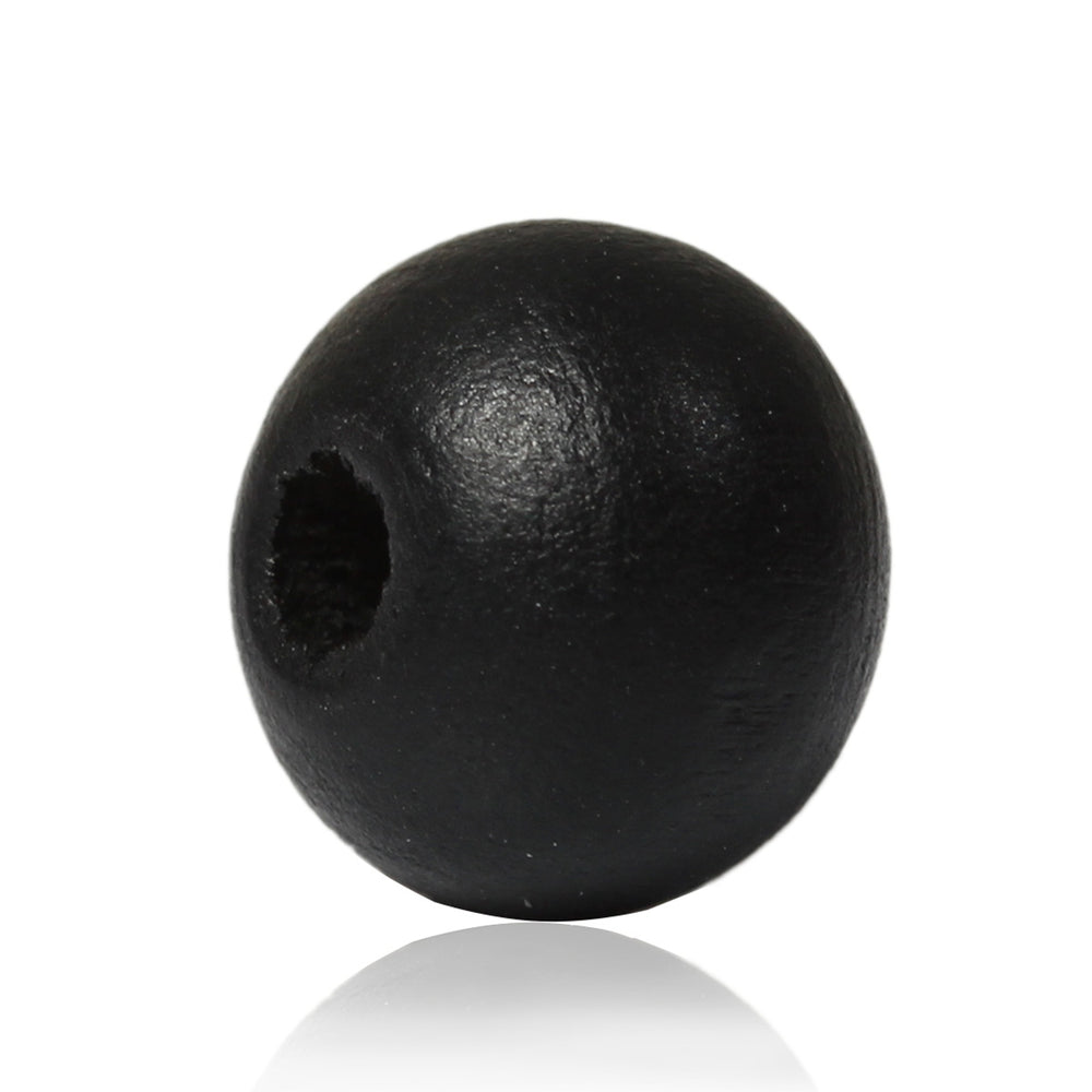 1,000 Painted Black Round Wood Beads 8mm with 2mm Hole