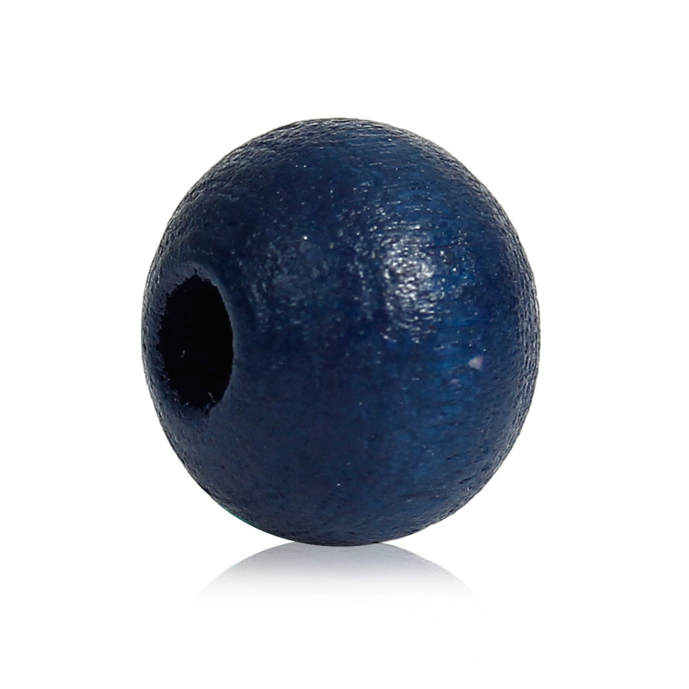 1,000 Painted Navy Round Wood Beads 8mm with 2mm Hole