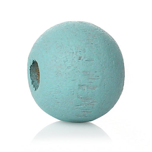 1,000 Painted Light Teal Round Wood Beads 8mm with 2mm Hole