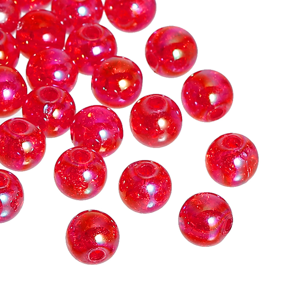 600 Round Acrylic Red Crackle AB Spacer Beads 8mm with 2mm Hole
