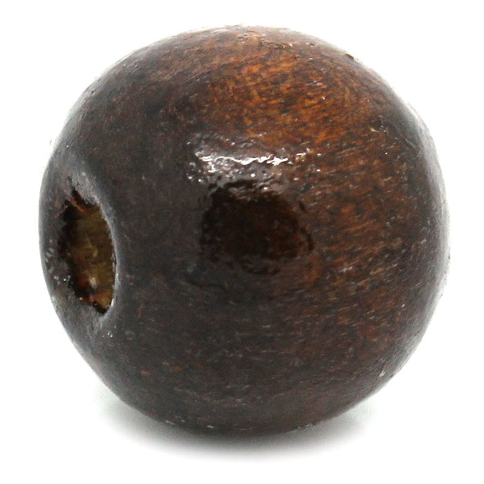 400 Brown Stained Round Wood Beads 14mm with 3.5mm Hole