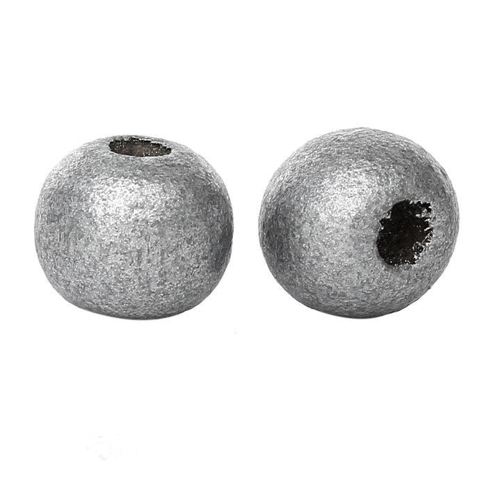 1,000 Metallic Silver Wood Beads Bulk 10mm Round Wood Bead with 3.5mm Large Hole