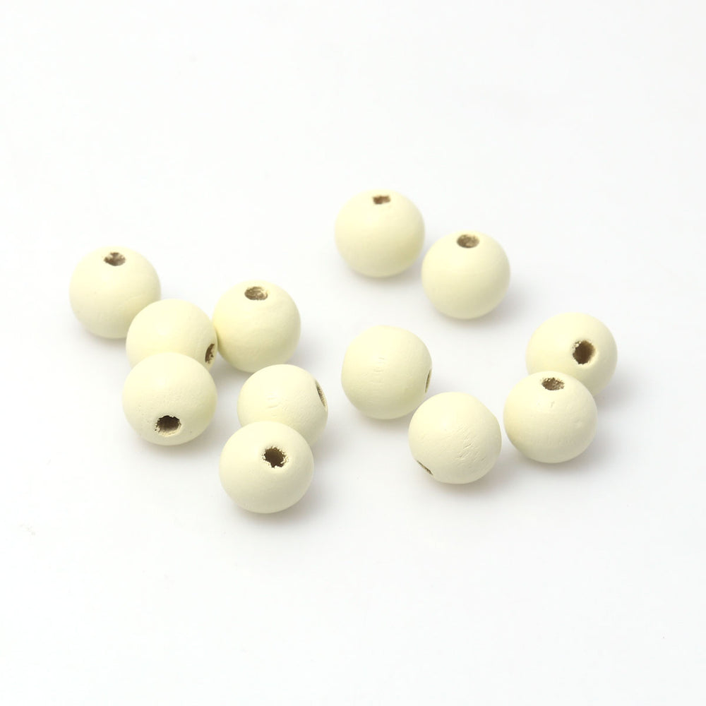 100 Cream Round Wood Beads Bulk 16mm with 4.2mm Hole