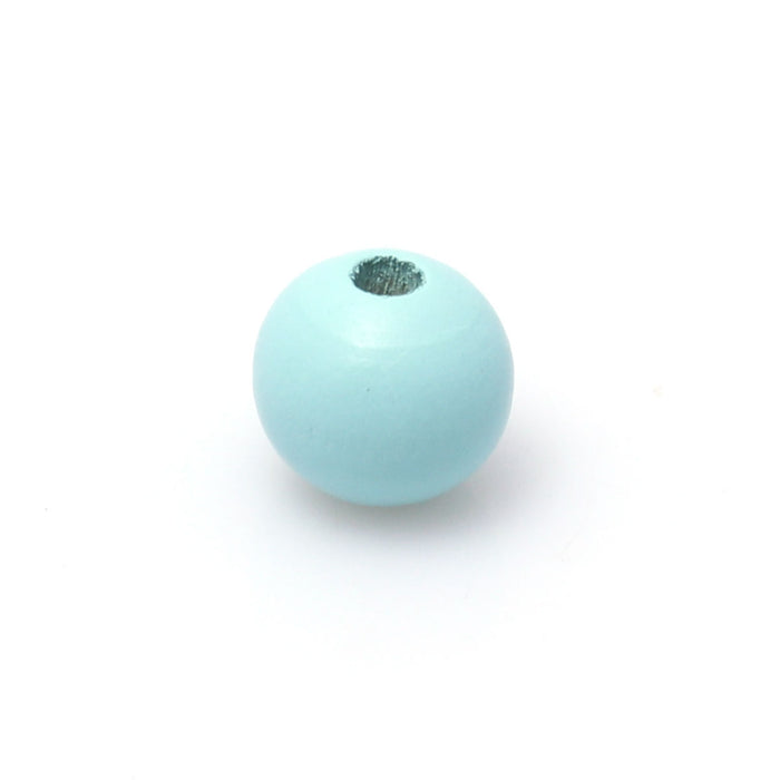 100 Sky Blue Round Wood Beads Bulk 16mm with 4.2mm Hole