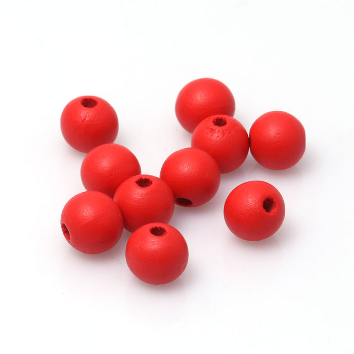 500 Red Wood Beads 9mm Round with 2.4mm Hole