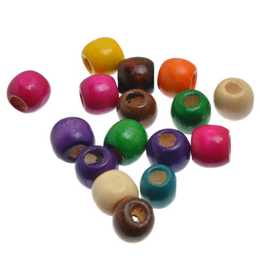 300 Round Wood Beads Assorted Colors 12mm x 11mm with 5.3mm Large Hole