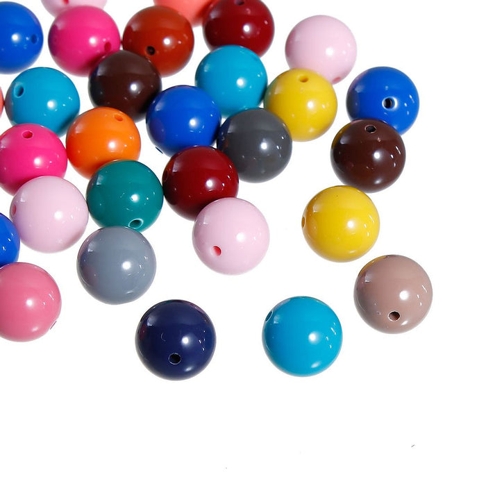200 Round Multicolor Acrylic Beads 14mm Diameter with 1.5mm Hole
