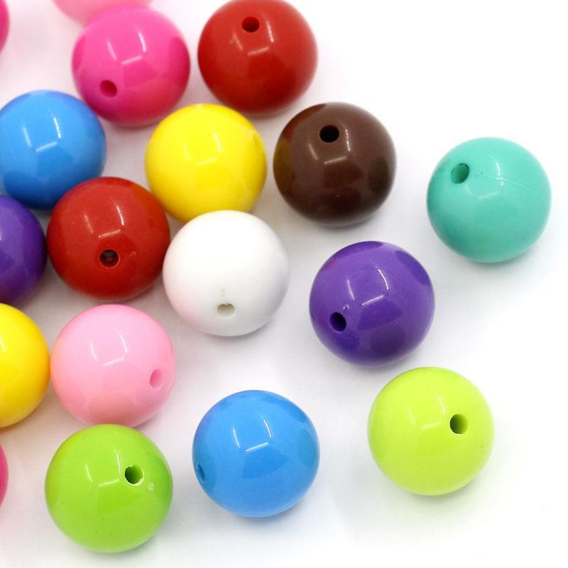 150 Round Multicolor Acrylic Beads 16mm Diameter with 2.3mm Hole