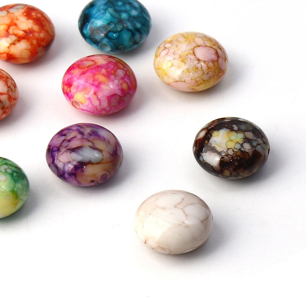 100 Round Acrylic Beads in Watercolor Splatter Patterns 17mm with 1.8mm Hole
