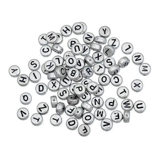 Letter Beads, Dia. 7 mm, hole size 1,2 mm, silver, 165 g/ 1 pack