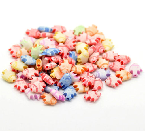 1000 Acrylic Multicolor Fish Beads 11mm x 9mm with 1.5mm Hole